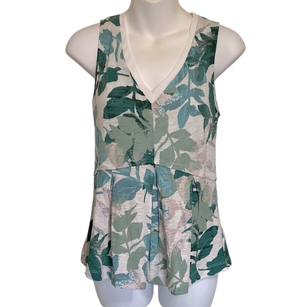 Deletta Anthropologie Sleeveless Green and Turquoise Top Size 6